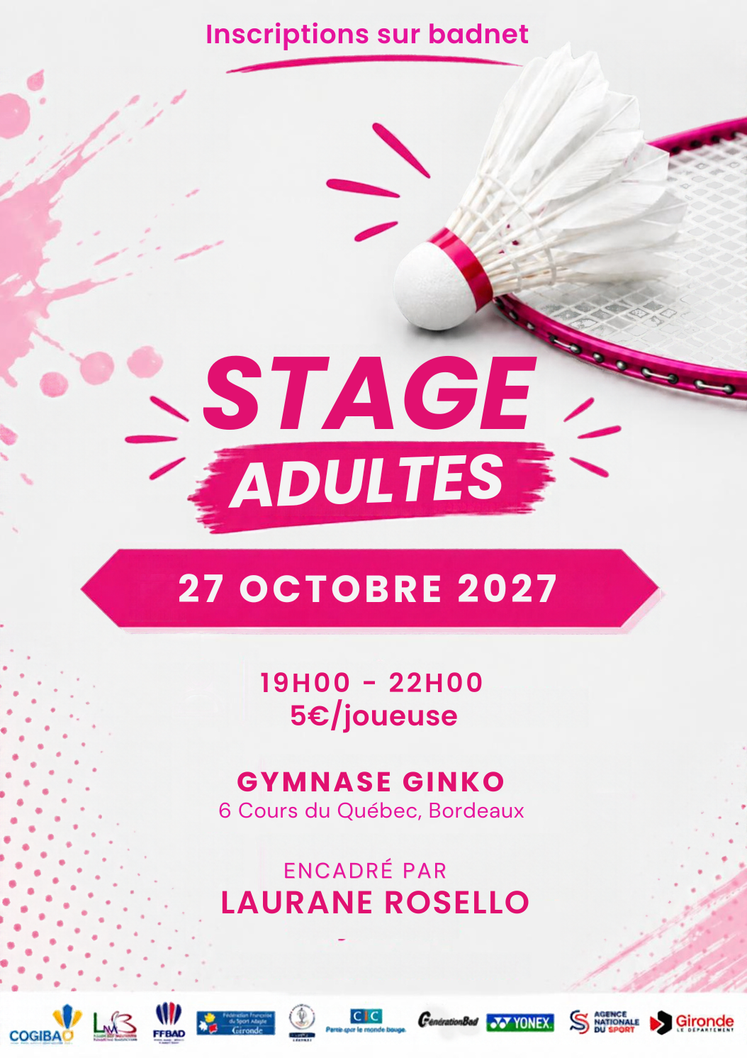 Horaires et tarifs des stages